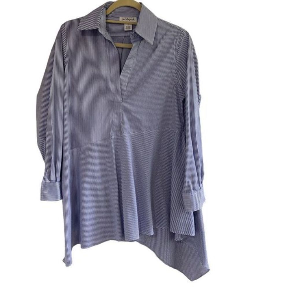 Peck & Peck Asymmetrical shirt Blue Stripe Sz S